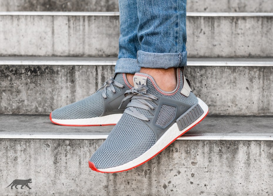 Adidas nmd xr1 grey three hot sale solar red